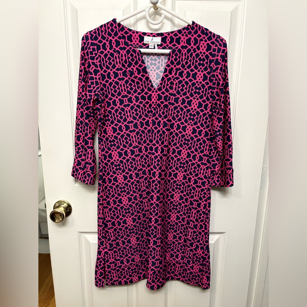 Jude Connally Vibrant Pink and Navy Dress